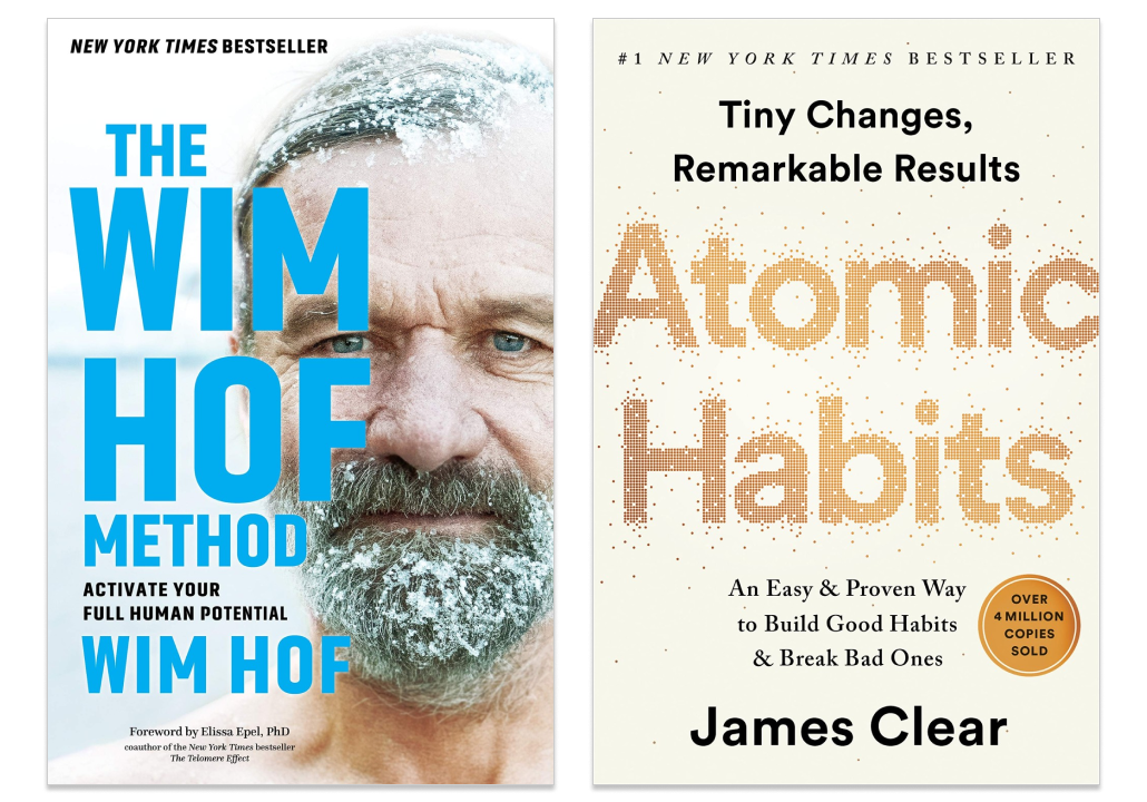 The Wim Hof Method and Atomic Habits book covers